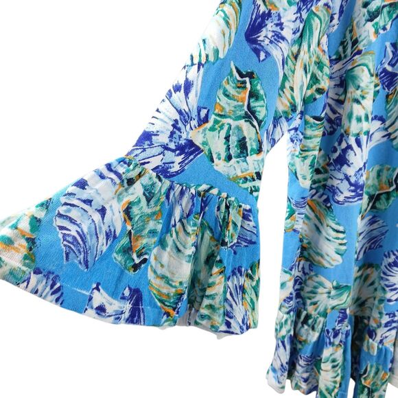 Chicos Size XL(3) Open Front Cardigan Shells Beach Ruffeled  3/4 Sleeve Vacation - Picture 4 of 9